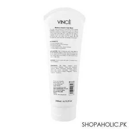 vince biotin & keratin anti hair loss mask, 200ml image2
