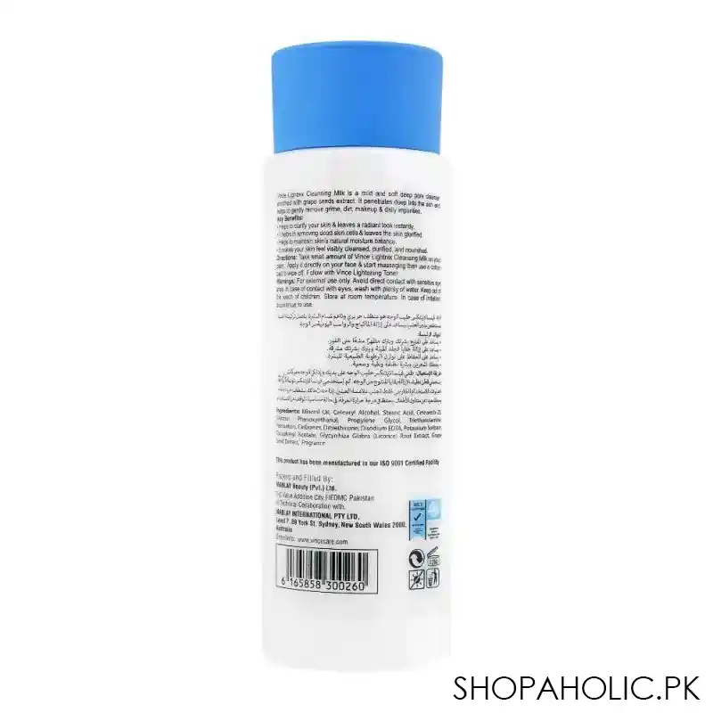 vince deep cleansing & purifying lightenix cleansing milk, all skin types, 160ml image2