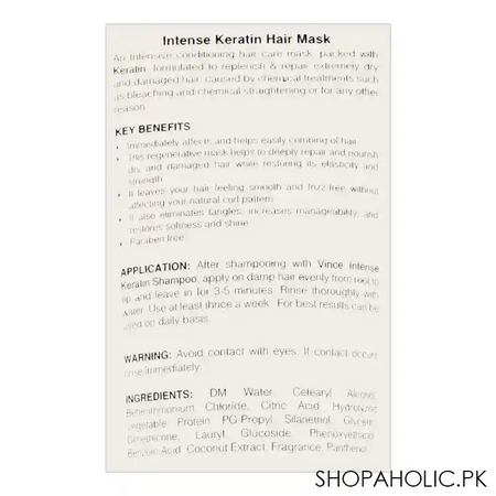 vince extra damage repair intense keratin hair mask, 200ml image3