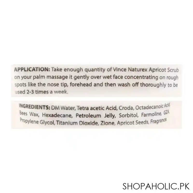 vince gentle exfoliator naturex apricot scrub, all skin types, paraben free, 120ml image3