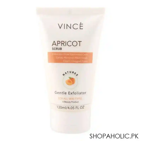 vince gentle exfoliator naturex apricot scrub, all skin types, paraben free, 120ml main image
