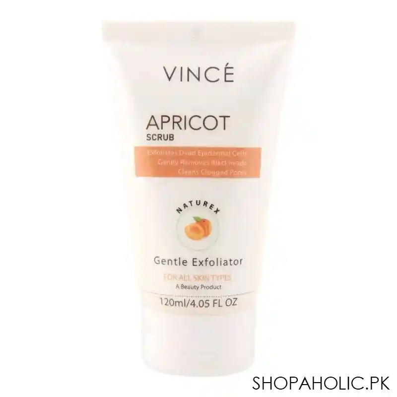 vince gentle exfoliator naturex apricot scrub, all skin types, paraben free, 120ml main image