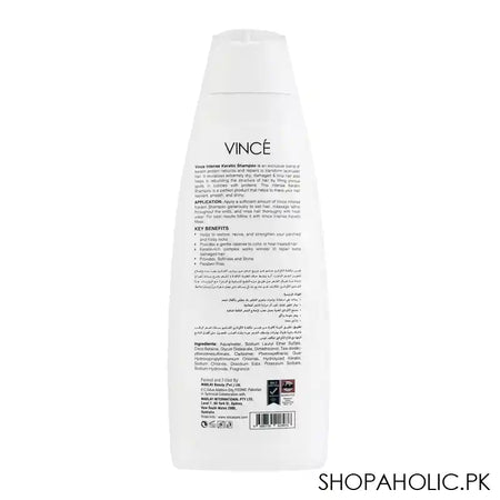 Vince Intense Keratin Extra Damage Repair Shampoo, For Extremely Dry & Damaged Hair, 230ml - Image 3
