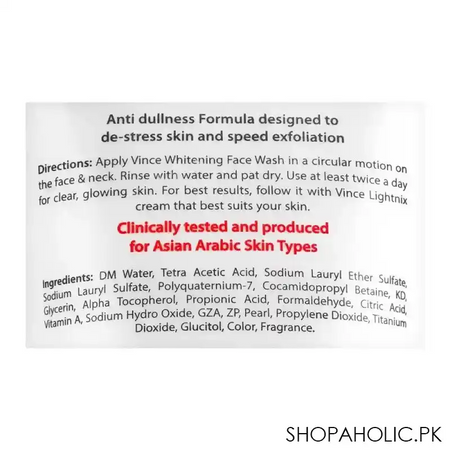 vince lightnix anti dullness formula whitening face wash, 120ml image3