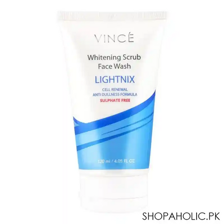 vince lightnix anti dullness whitening scrub face wash, 120ml main image