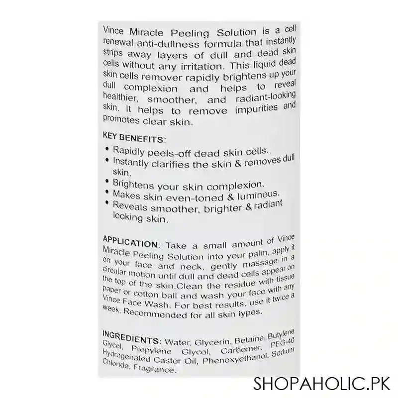 Vince Miracle Peeling Solution, Removes Dull and Dead Skin, For All Skin Types, 120ml - Image 3