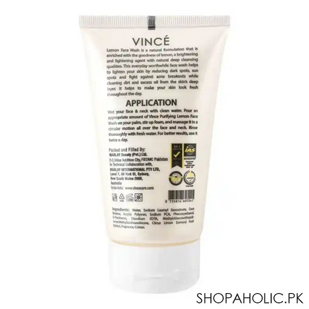 vince naturex illuminating lemon face wash, 120ml image2