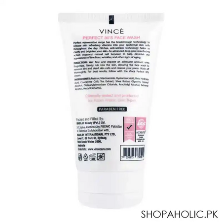 vince perfect 30's age breaker wrinkless face wash, all skin types, 120ml image2