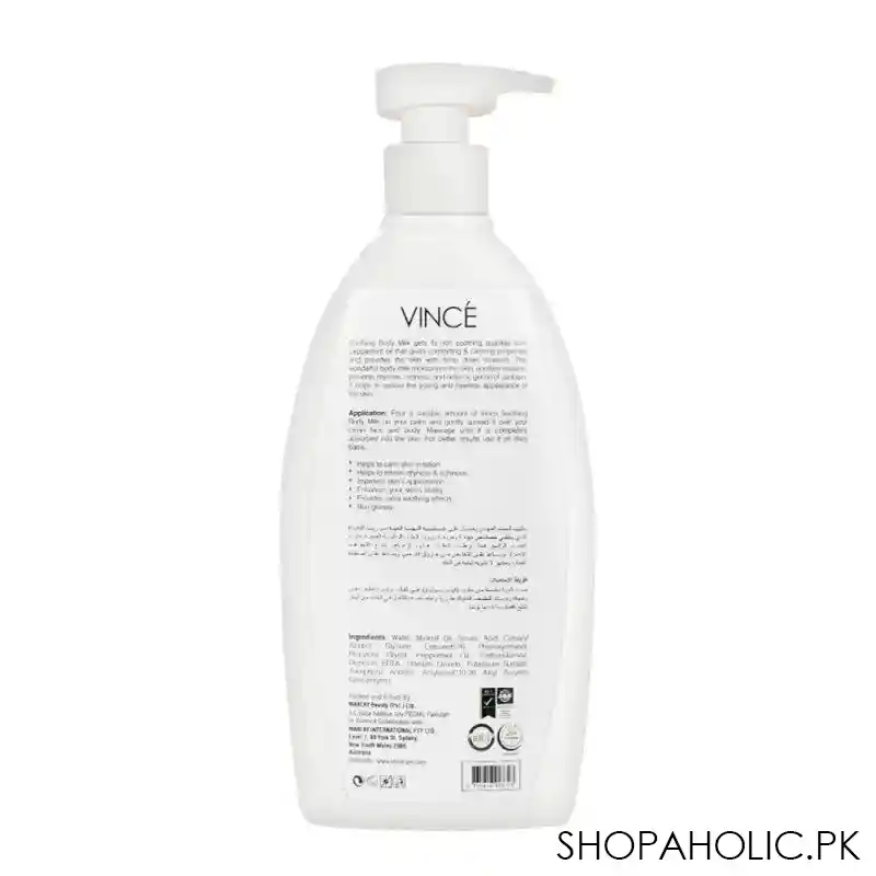 vince soothing & refreshing body milk lotion, for all skin types, 300ml image2