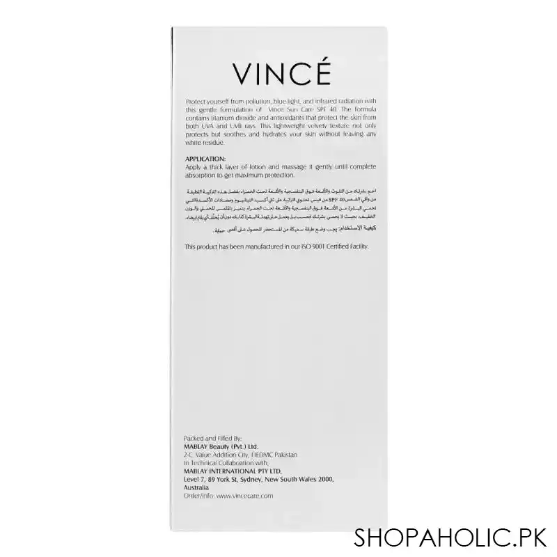 vince suncare spf 40 sun block, all skin types, 75ml image3