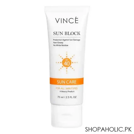 vince suncare spf 40 sun block, all skin types, 75ml main image