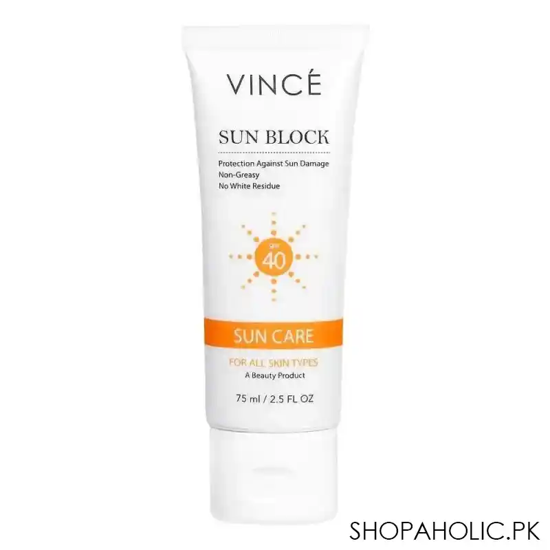 vince suncare spf 40 sun block, all skin types, 75ml main image