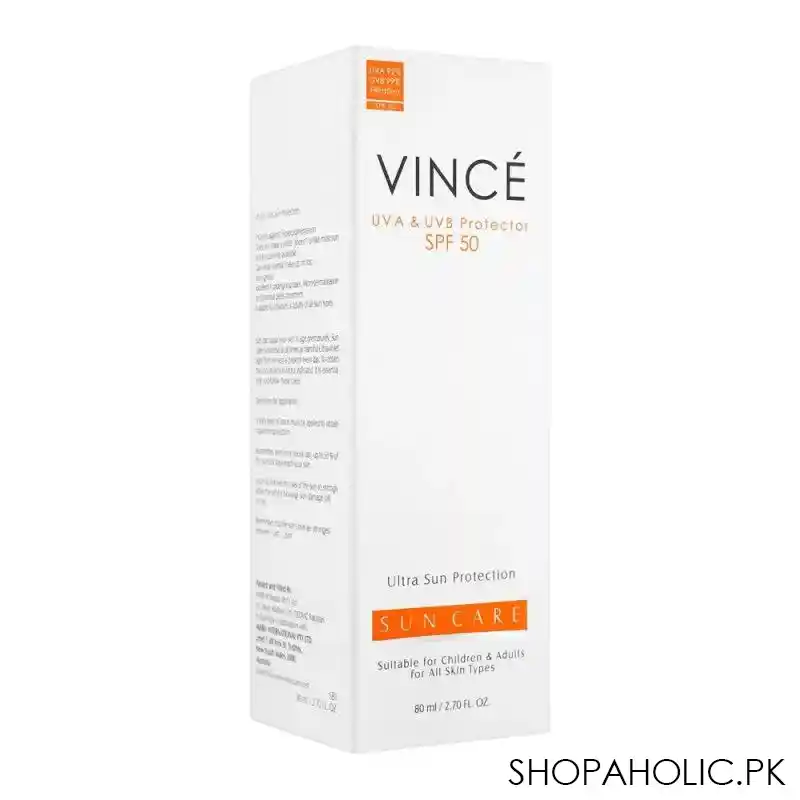vince suncare uva & uvb protector, spf 50, all skin types, 80ml image2