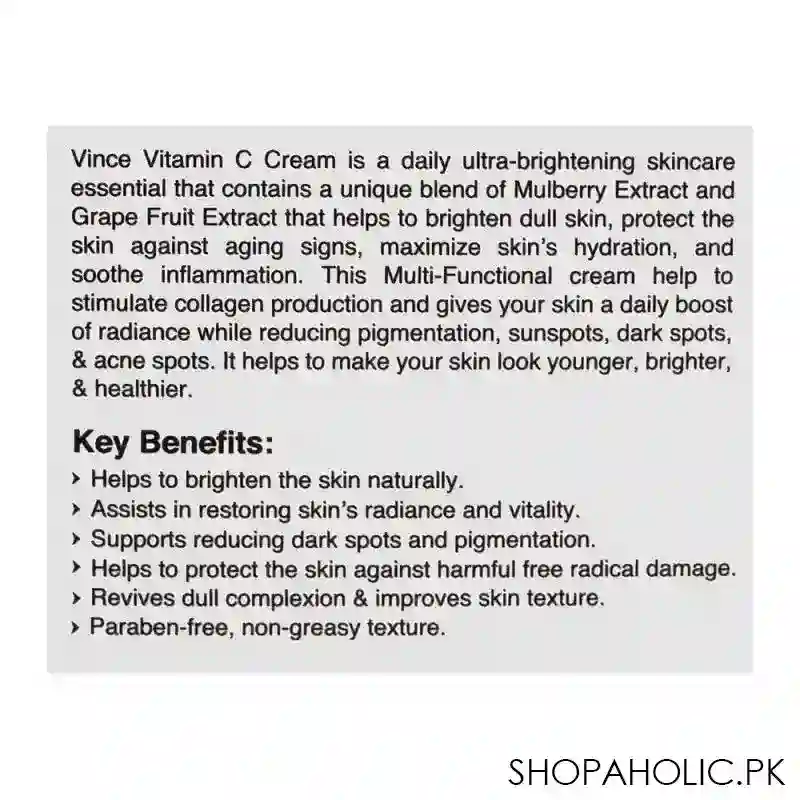 vince vitamin c brightening booster cream, for all skin types, 50ml image5