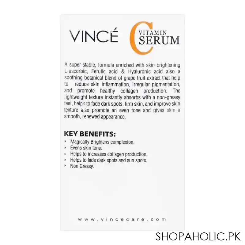 vince vitamin c l ascorbic & ferulic serum, 30ml image2