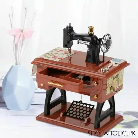 vintage mini sewing machine music box image2