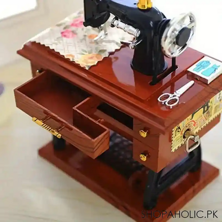 vintage mini sewing machine music box image3
