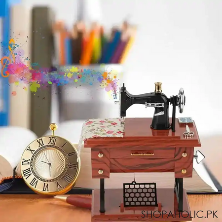vintage mini sewing machine music box image4