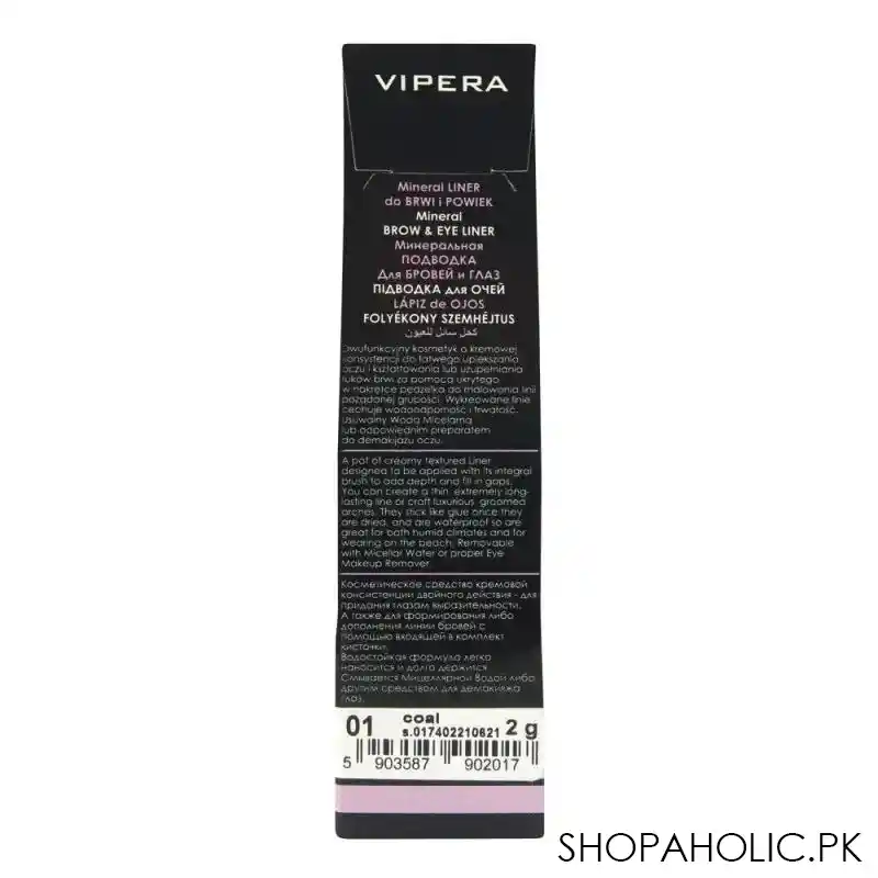 vipera 24h mineral brow & eye liner waterproof, 01 coal image3
