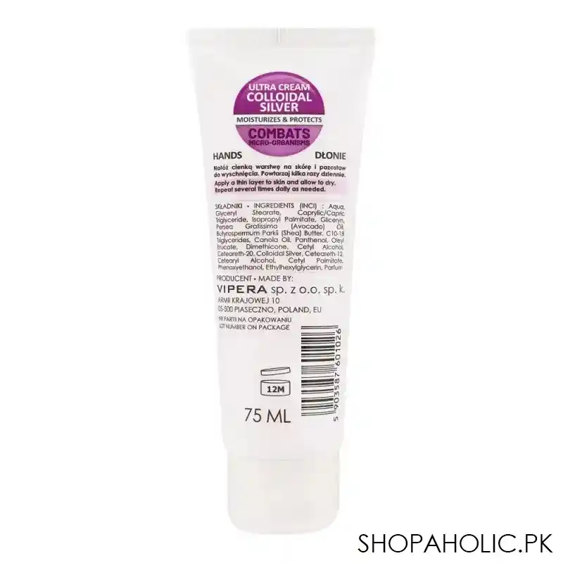 vipera colloidol silver ultra cream, for hands, 75ml image2