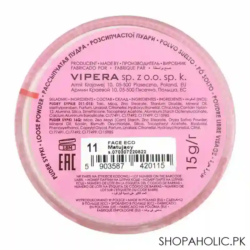 vipera face eco loose powder, 11, matujacy image2