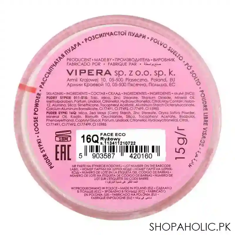 vipera face eco loose powder, 16, ryzowy image2