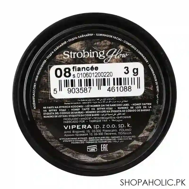 vipera strobing glow highlighter, 08 fiancee image3