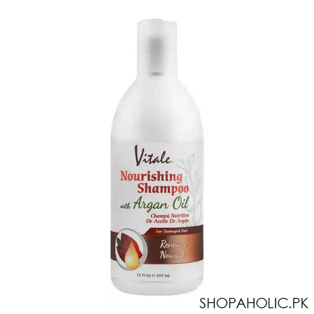 vitale argan oil renew & nourish nourishing shampoo, for damaged hair, 335ml main image