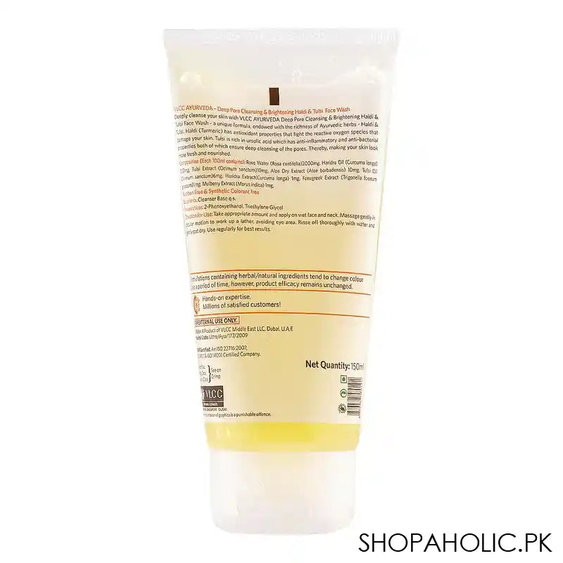 VLCC Ayurveda Deep Pore Cleansing & Brightening Face Wash, Haldi & Tulsi, 150ml - Image 2