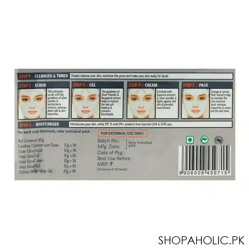 vlcc natural sciences silver 6 step facial kit 60g image2