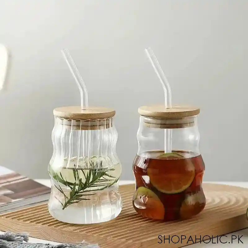 volcano glass mug with straw 500ml image2