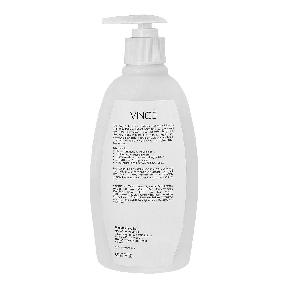 Vince Alpha Arbutin Whitening Body Milk, For All Skin Types, 300ml - Image 2
