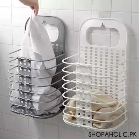 wall hanging foldable multifunctional laundry storage basket image3