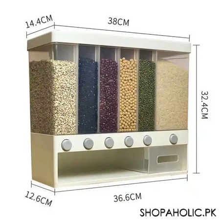 wall mounted 6 grids grain, cereal and rice dispenser image2