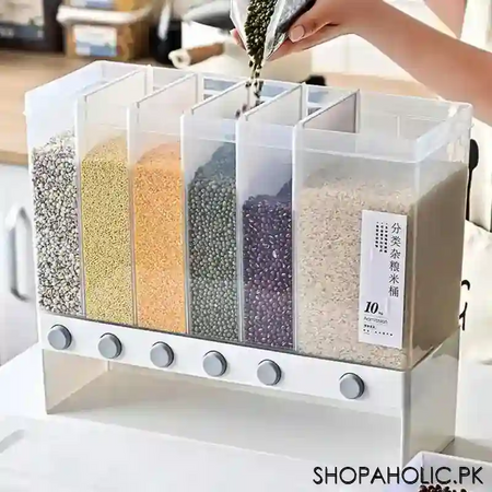 wall mounted 6 grids grain, cereal and rice dispenser image3