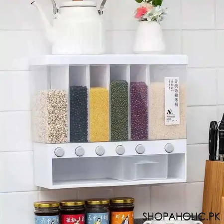wall mounted 6 grids grain, cereal and rice dispenser image5