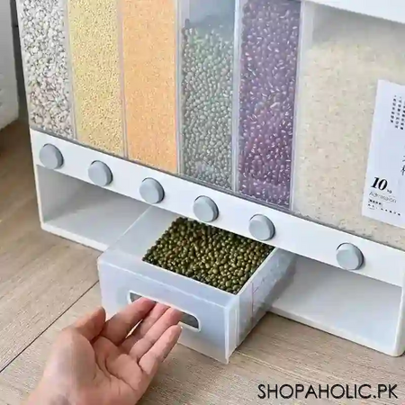 wall mounted 6 grids grain, cereal and rice dispenser image6