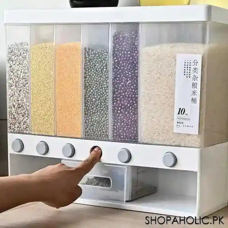 wall mounted 6 grids grain, cereal and rice dispenser image7