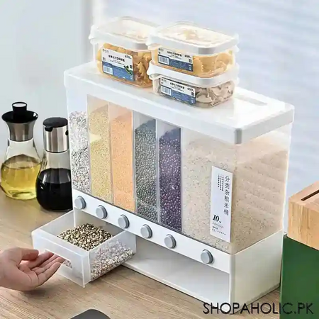wall mounted 6 grids grain, cereal and rice dispenser main image
