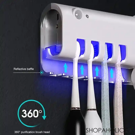 wall mounted automatic smart uv toothbrush sterilizer and toothpaste dispenser image3