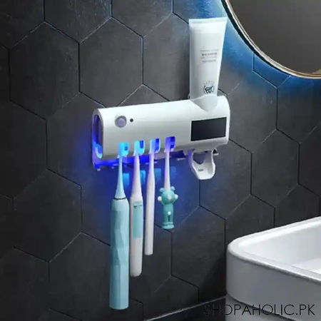 wall mounted automatic smart uv toothbrush sterilizer and toothpaste dispenser main image