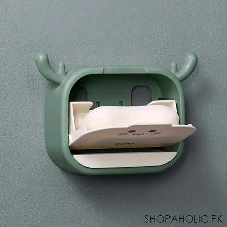wall mounted deer shaped flip drain soap box with tray image3