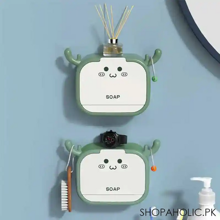 wall mounted deer shaped flip drain soap box with tray image4