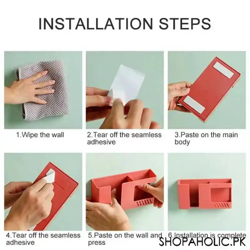 wall mounted double lattice remote control & mobile phone holder image4