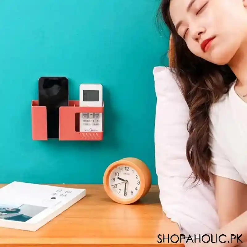 wall mounted double lattice remote control & mobile phone holder image5