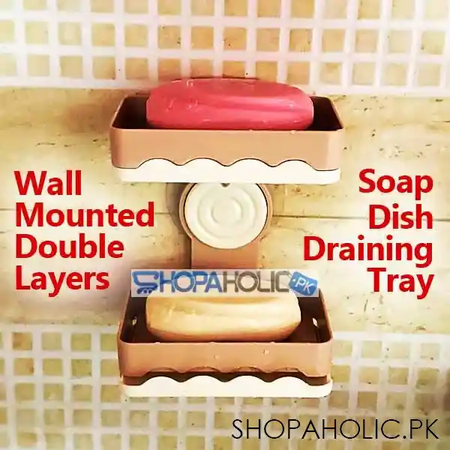 wall mounted double layer soap holder with draining tray image3