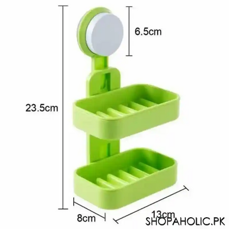 wall mounted double layer soap holder with suction cup image2