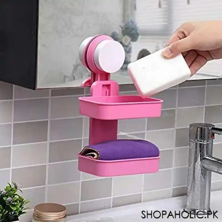 wall mounted double layer soap holder with suction cup image4