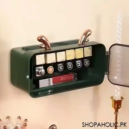 wall mounted lipstick holder organizer display case dust proof with mirror image6
