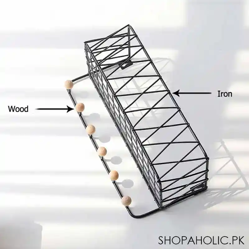 wall mounted metal wire storage rack with six hooks for kitchen and bathroom shelf organizer image5